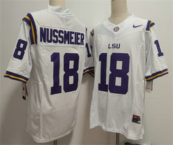LSU Tigers #18 Garrett Nussmeier White Authentic Stitched NCAA Jersey
