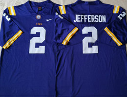 LSU Tigers #2 Justin Jefferson Purple Vapor Untouchable Authentic Stitched NCAA Jersey