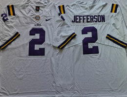 LSU Tigers #2 Justin Jefferson White Vapor Untouchable Authentic Stitched NCAA Jersey