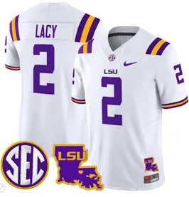 LSU Tigers #2 Kyren Lacy White NCAA jersey.webp