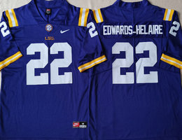 LSU Tigers #22 Clyde Edwards-Helaire Purple Vapor Untouchable Authentic Stitched NCAA Jersey