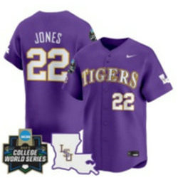 LSU Tigers #22 Jared Jones Purple Joint Baseball Jersey