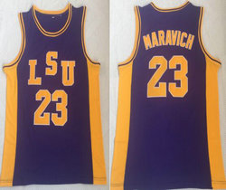 LSU Tigers #23 Pete Maravichs Purple Basketball College Jersey