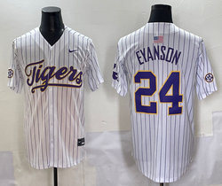 LSU Tigers #24 Anthony Eyanson White Joint Stitched NCAA baseball jersey