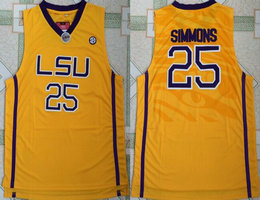 LSU Tigers #25 Ben Simmons Yellow Basketball College Jersey