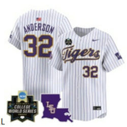 LSU Tigers #32 Kade Anderson White 2025 NCAA MCWS Baseball jersey