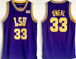 LSU Tigers #33 Shaquille O'Neal Purple College Basketball stitched Jersey