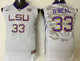 LSU Tigers #33 Shaquille O'Neal White College Basketball stitched Jersey