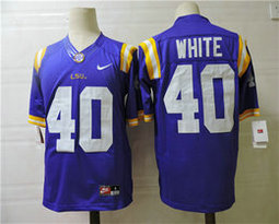 LSU Tigers #40 Devin White Purple Stitched NCAA Football Jersey