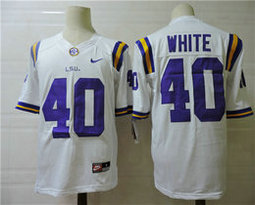 LSU Tigers #40 Devin White White Stitched NCAA Football Jersey