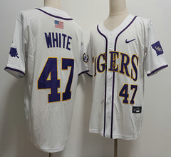 LSU Tigers #47 Tommy White 2024 White Baseball Game Jersey