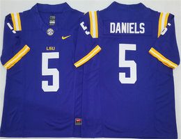 LSU Tigers #5 Jayden Daniels Purple F.U.S.E. Stitched Jersey