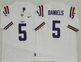 LSU Tigers #5 Jayden Daniels White F.U.S.E. Stitched Jersey