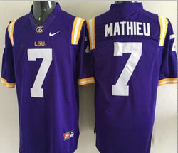 LSU Tigers #7 Tryann Mathieu Purple College Football Jersey