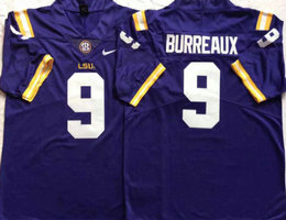LSU Tigers #9 Joe Burreaux Purple Vapor Untouchable Authentic Stitched NCAA Jersey