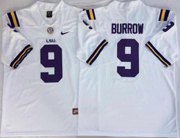 LSU Tigers #9 Joe Burrow White Vapor Untouchable College Football Jersey