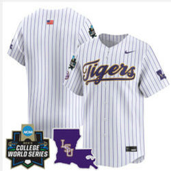 LSU Tigers Blank White Stripes Joint Baseball Jersey