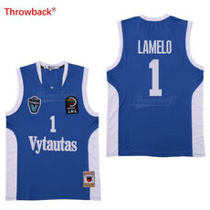 LaMelo Ball #1 Birstono Vytautas Lithuania Blue Basketball Stitch Jersey