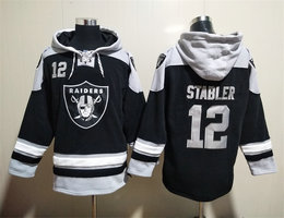 Las Vegas Raiders #12 Kenny Stabler Black All Stitched Hooded Sweatshirt