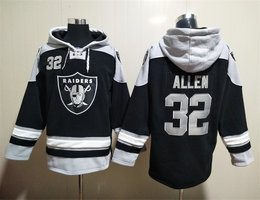 Las Vegas Raiders #32 Marcus Allen Black All Stitched Hooded Sweatshirt