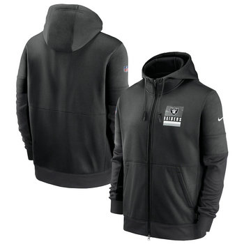 Las Vegas Raiders Nike Black Sideline Impact Lockup Performance Full-Zip Hoodie