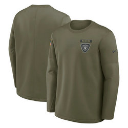 Las Vegas Raiders Olive 2025 Salute To Service Sideline Coaches Therma-FIT Long Sleeve Shirt