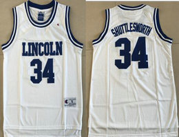 Lincoln High School #34 Jesus Shuttlesworth White Basketball Jersey