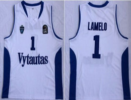 Lithuania Vytautas #1 LaMelo White Basketball jersey