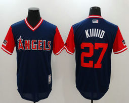 Los Angeles Angels #27 Mike Trout Kiiiiid Majestic Navy 2018 Players Weekend Authentic MLB Stitched Jersey