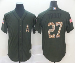 Los Angeles Angels of Anaheim #27 Mike Trout Green Salute to Service Authentic Stitched MLB jersey