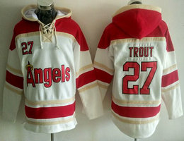 Los Angeles Angels of Anaheim #27 Mike Trout White All Stitched Hooded Sweatshirt