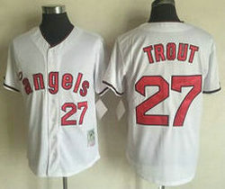 Los Angeles Angels of Anaheim #27 Mike Trout White Throwback Authentic Stitched MLB jersey