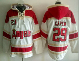 Los Angeles Angels of Anaheim #29 Rod Carew White All Stitched Hooded Sweatshirt