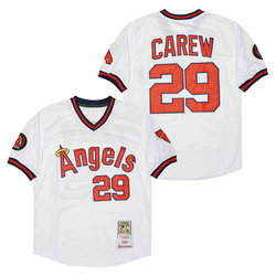 Los Angeles Angels of Anaheim #29 Rod Carew White Pullover Throwback Authentic Stitched MLB jersey