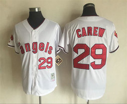 Los Angeles Angels of Anaheim #29 Rod Carew White Throwback Authentic Stitched MLB Jersey