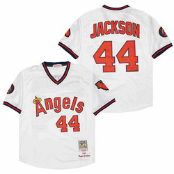 Los Angeles Angels of Anaheim #44 Reggie Jackson White Pullover Throwback Authentic MLB Jersey