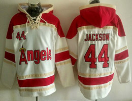 Los Angeles Angels of Anaheim #44 Reggie Jackson White All Stitched Hooded Sweatshirt