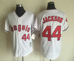 Los Angeles Angels of Anaheim #44 Reggie Jackson White Throwback Authentic Stitched MLB Jersey
