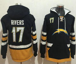 Los Angeles Chargers #17 Philip Rivers Stitched Navy Blue Gold Name & Number Pullover NFL Hoodie