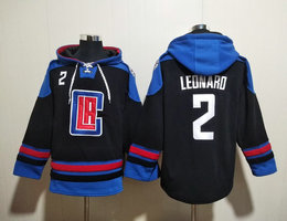 Los Angeles Clippers #2 Kawhi Leonard Black Stitched Hoodies