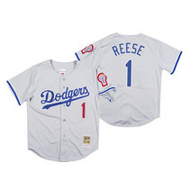 Los Angeles Dodgers #1 Pee Wee Reese Gray Mitchell & Ness Authentic Stitched MLB Jersey