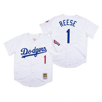 Los Angeles Dodgers #1 Pee Wee Reese White Mitchell & Ness Authentic Stitched MLB Jersey