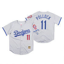 Los Angeles Dodgers #11 A.J. Pollock Gray Mitchell & Ness Authentic Stitched MLB Jersey