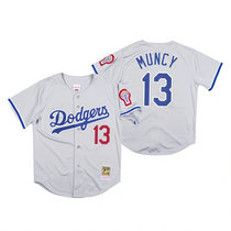 Los Angeles Dodgers #13 Max Muncy Gray Mitchell & Ness Authentic Stitched MLB Jersey