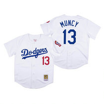 Los Angeles Dodgers #13 Max Muncy White Mitchell & Ness Authentic Stitched MLB Jersey