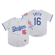 Los Angeles Dodgers #16 Will Smith Gray Mitchell & Ness Authentic Stitched MLB Jersey