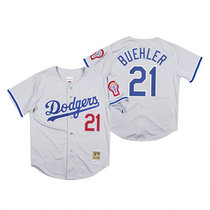 Los Angeles Dodgers #21 Walker Buehler Gray Mitchell & Ness Authentic Stitched MLB Jersey