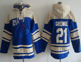 Los Angeles Dodgers #21 Zack Greinke Blue Sawyer Hooded Sweatshirt Stitched NHL Jersey