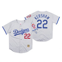 Los Angeles Dodgers #22 Clayton Kershaw Gray Mitchell & Ness Authentic Stitched MLB Jersey