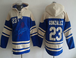 Los Angeles Dodgers #23 Adrian Gonzalez Blue Sawyer Hooded Sweatshirt Stitched NHL Jerseys